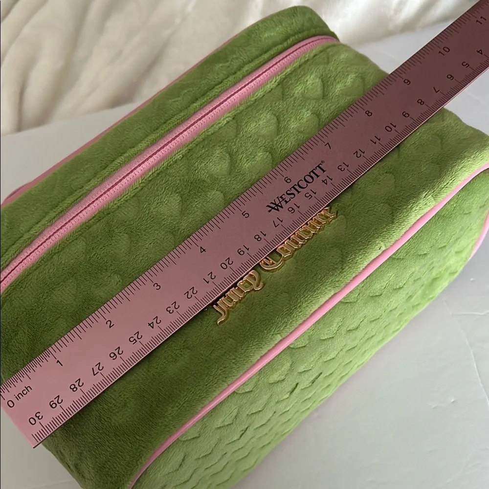 Juicy Couture Green and Pink Velour Cosmetic Case/Bag